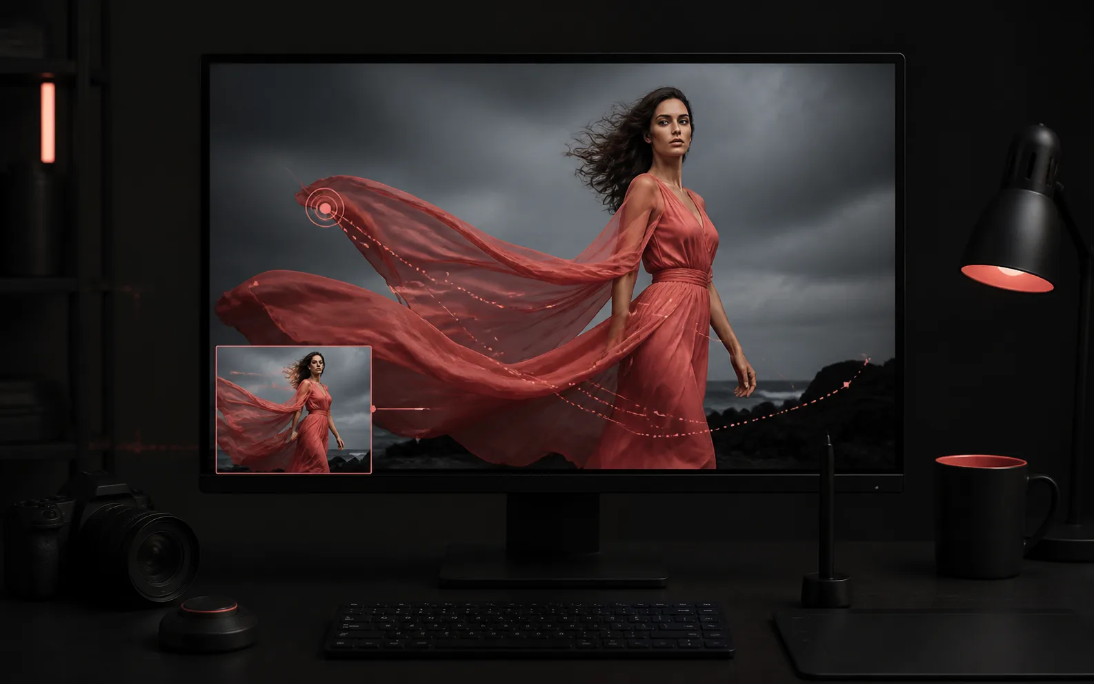 A source frame prepared on a creative workstation before animation